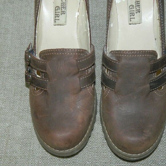 Skechers Loafers Shoes Brown Chunky Heels 90s Y2K Size  9 - Picture 4 of 10